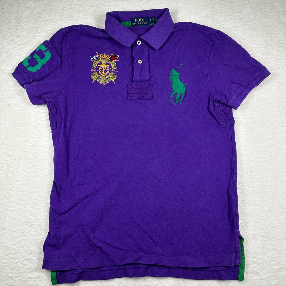 Vintage Polo Ralph Lauren Shirt Small Royal Purple Crest Big Pony #3 Embroidered
